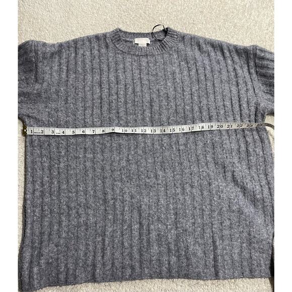 H&M Womens Sz Small Crew Neck Long Sleeve Ribbed Pullover Oversized Sweater Gray - Picture 5 of 12